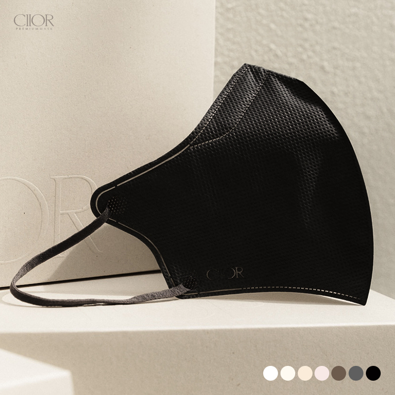 (시크블랙 25매입) Ciior 씨오르 KF94 브이핏 새부리형마스크 패션 컬러 귀편한마스크