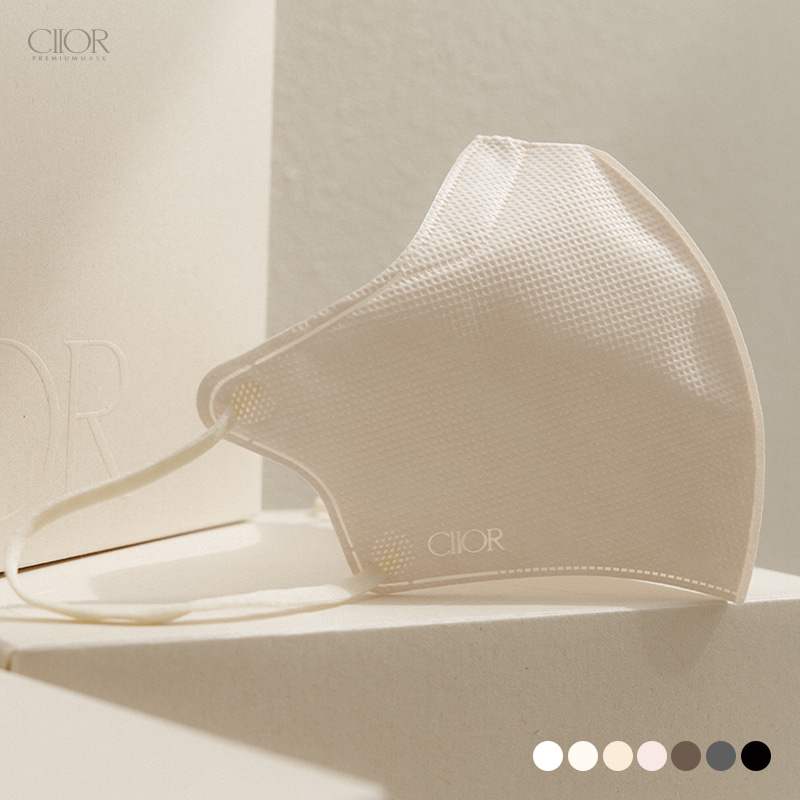 (브라이트 크림 25매입) Ciior 씨오르 KF94 브이핏 새부리형마스크 패션 컬러 귀편한마스크